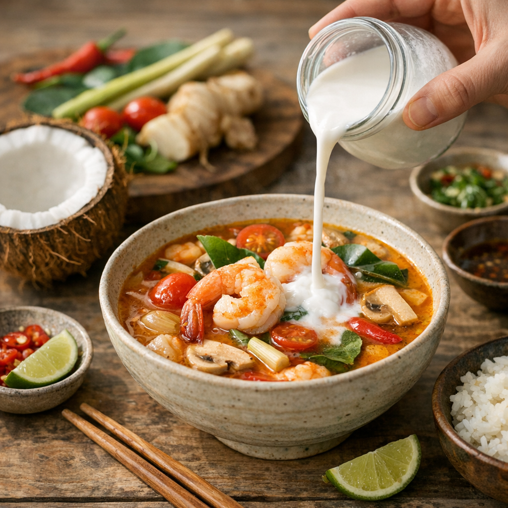 Peut-on ajouter du lait de coco à une soupe tom yum ?