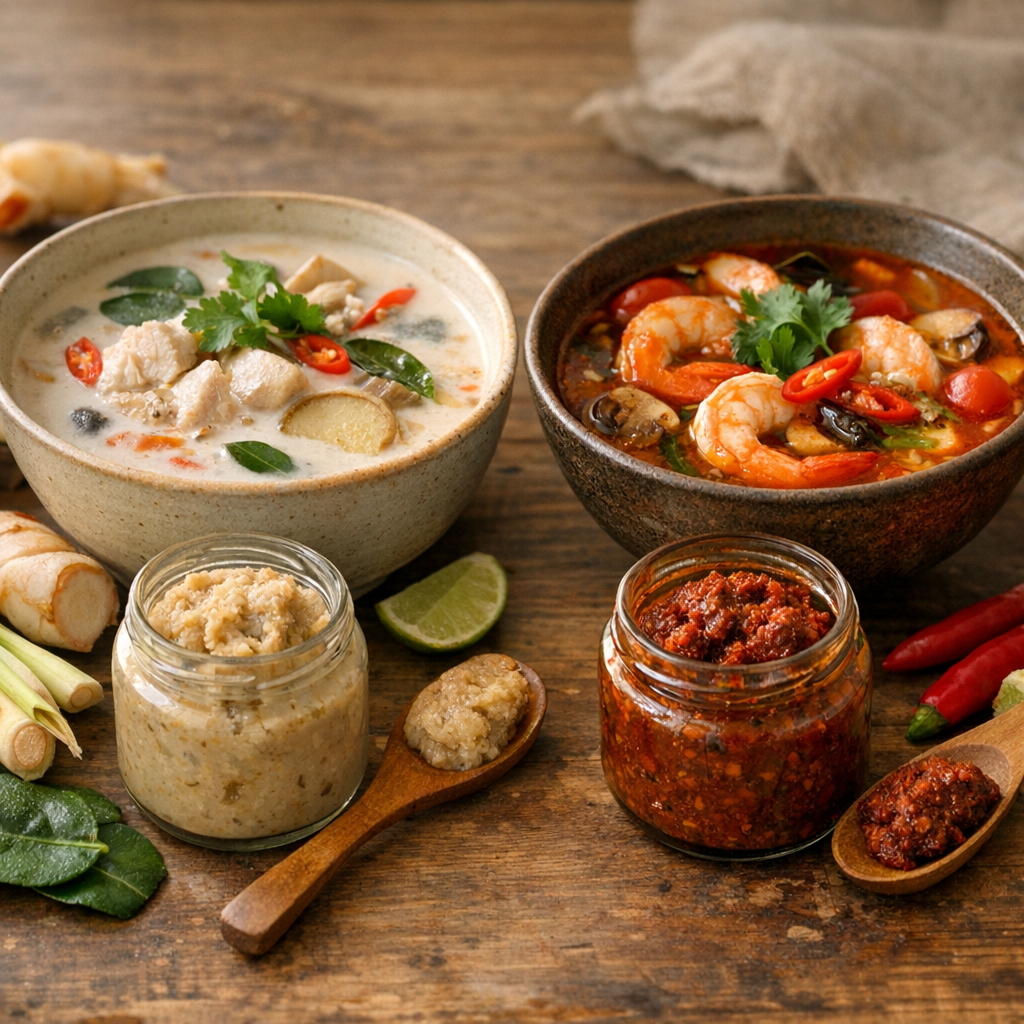 La vraie confusion : Tom Kha n'est pas Tom Yum, et la pâte Tom Kha n'est pas la soupe