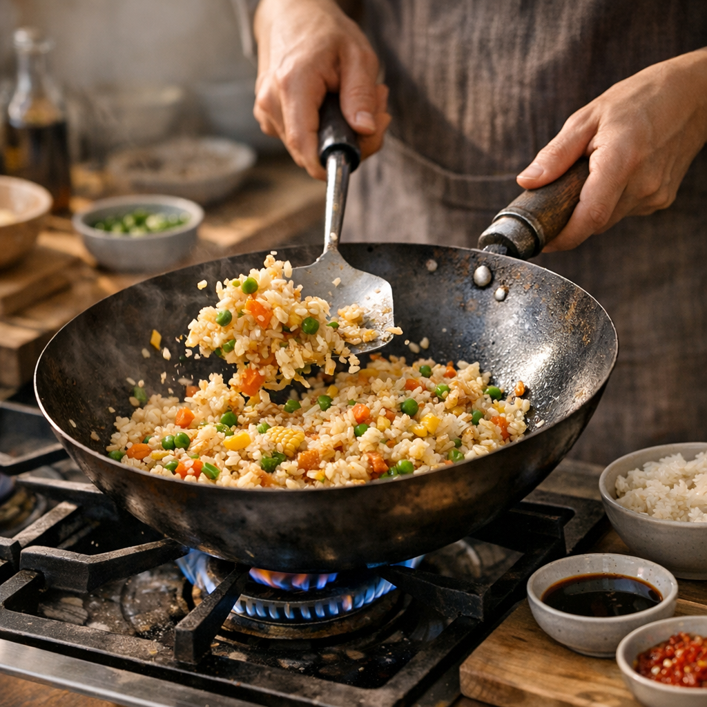 Comment bien frire le riz : la technique du wok qui change tout