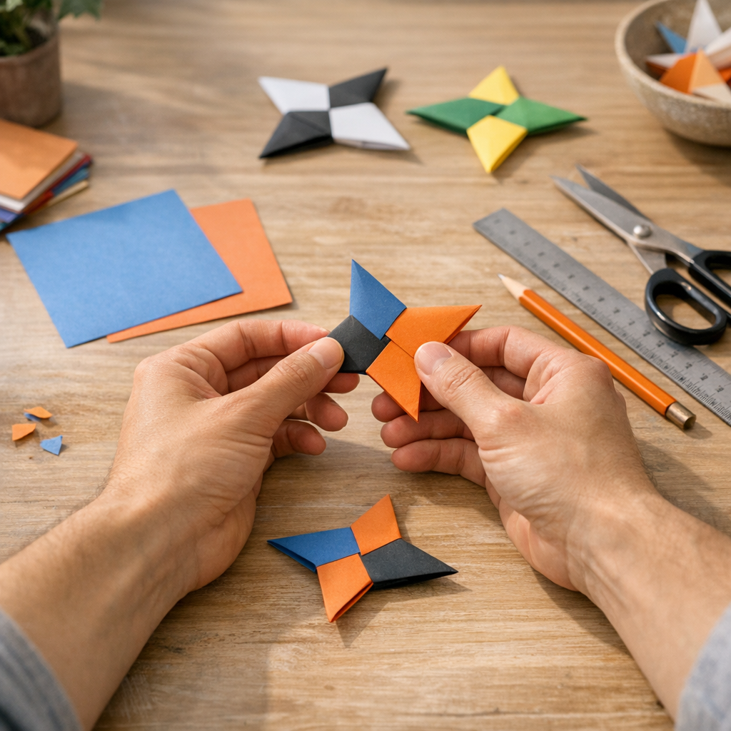 Tuto origami shuriken : la méthode la plus claire quand on a déjà deux carrés